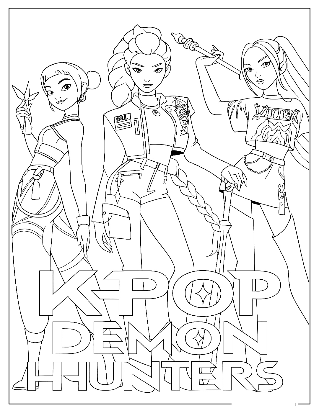 Fisa de colorat cu KPOP Demon Hunters gratuit 16